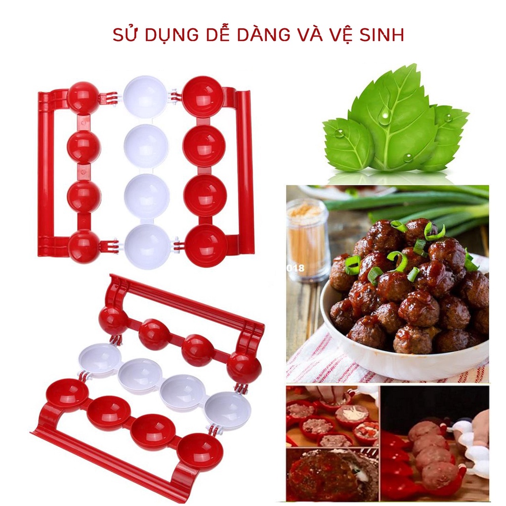 Bộ 4 Dụng Cụ Làm Thịt Viên Stuffed Ball Maker - Làm Bằng Nhựa Abs An Toàn, Dễ Sử Dụng, Làm Mọc, Chả, Thịt Viên