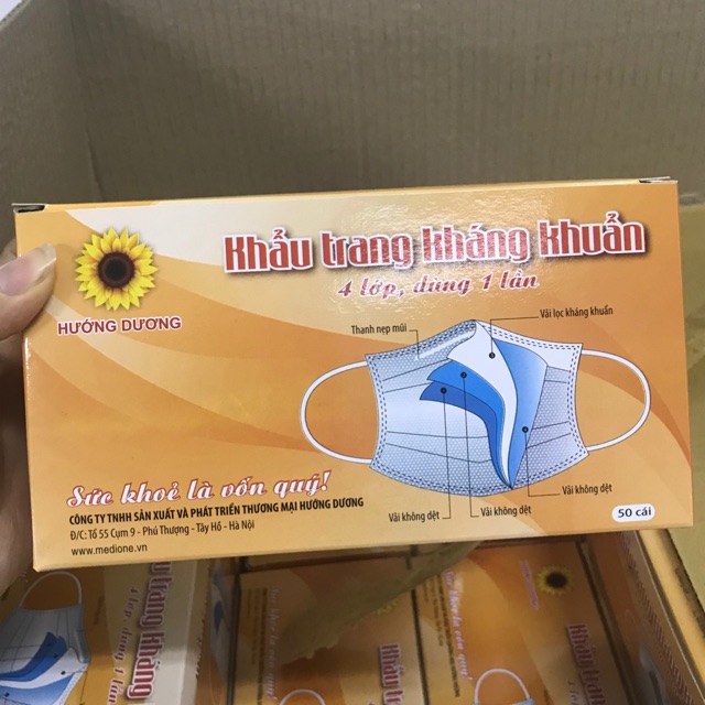 Khẩu trang y tế kháng khuẩn Hướng Dương bảo vệ sức khỏe gia đình bạn