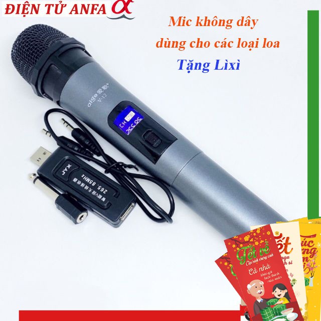 Mic Không dây V12 dành cho Loa Bluetooth Karaoke - Loa Kéo Mini, dàn karaoke ampli tại nhà