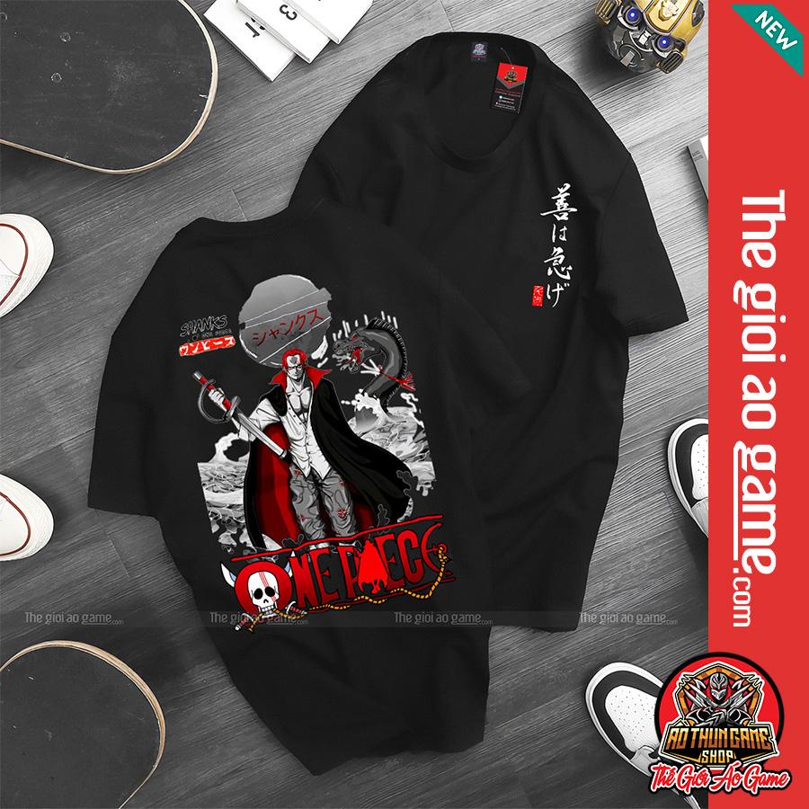 Áo one piece shanks tóc đỏ unisexn am nữ Áo thun one piece shanks phông cotton co giãn thoáng mát - thegioiaogame