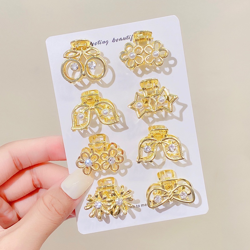 【kifli】Kẹp Tóc Kim Loại Nhỏ Đính Đá &amp; Ngọc Trai Cho Nữ