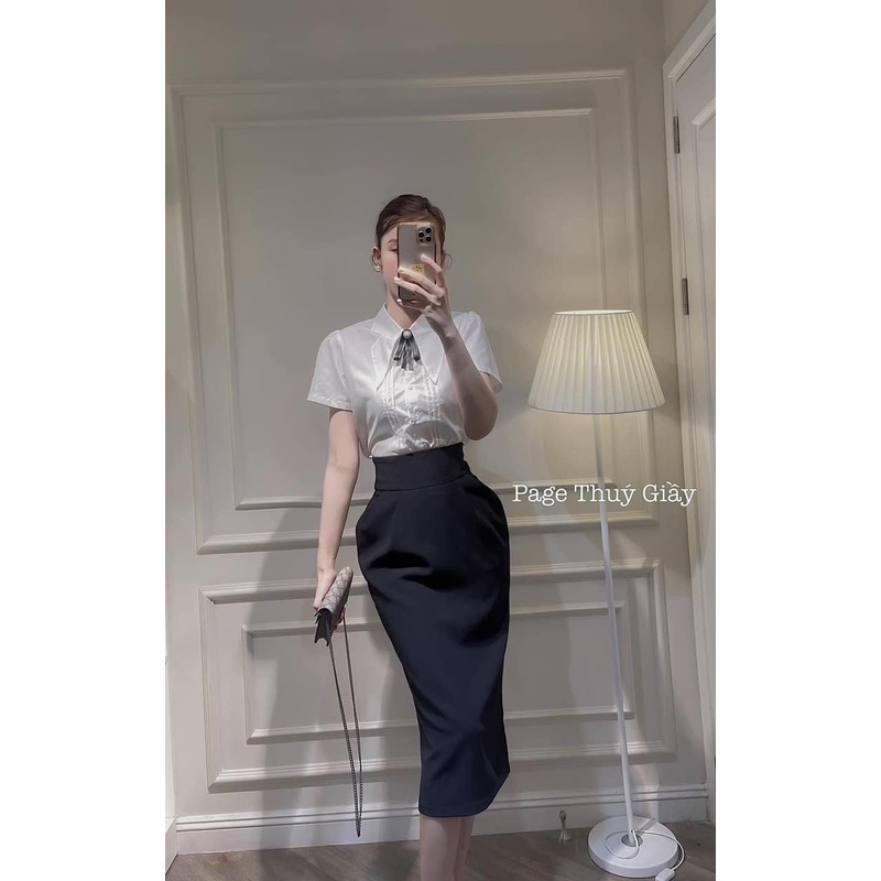 Chân váy nữ midi túi sườn dáng dài tôn dáng vải tuyết hàn cao cấp