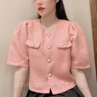 Áo dạ tweed hồng