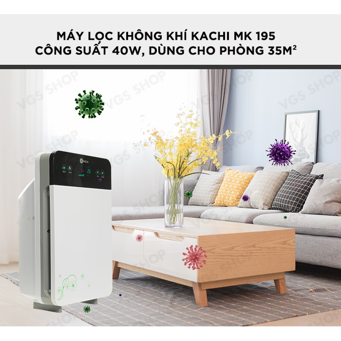 Máy lọc không khí Kachi MK195 - Màu trắng - Hàng chính hãng