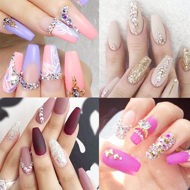 Đá bảy màu chân bằng trong suốt trang trí móng-phụ kiện nail