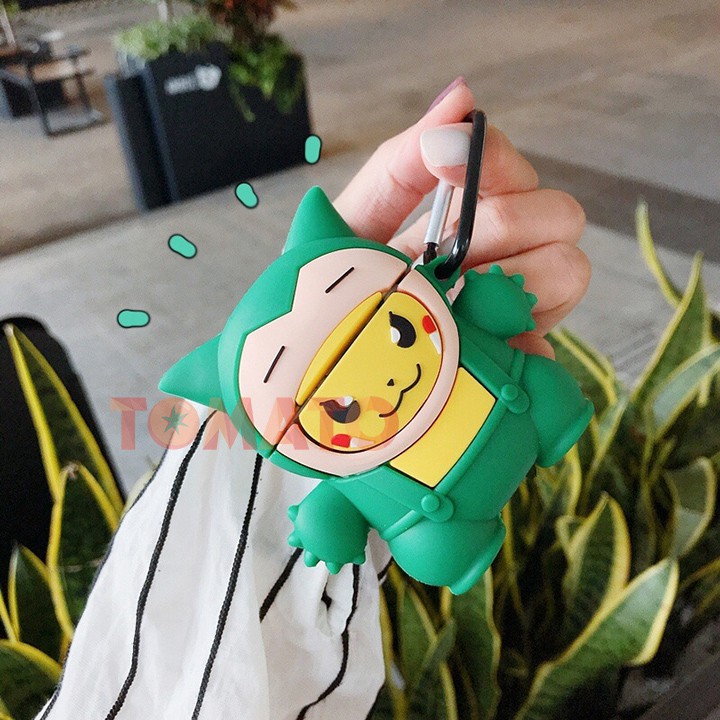 Case Airpods Snorlax Pikachu , Vỏ bao Airpods 1 2 silicon đựng tai nghe bluetooth , tai nghe không dây - Phụ Kiện Tomato