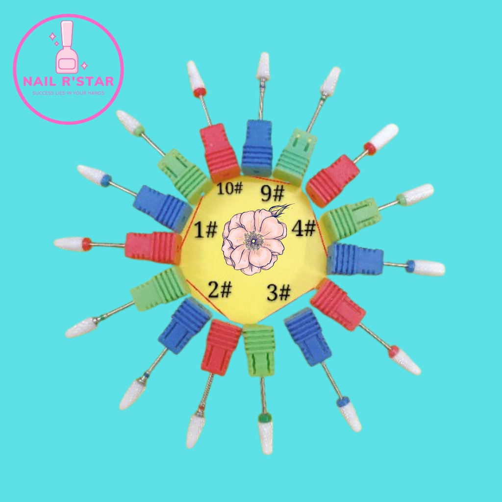 Đầu mài sứ mới dũa phá móng chuyên nghiệp - 12 mẫu đầu mài phá, mài mịn, mài khóe loại tốt  NAIL R’STAR