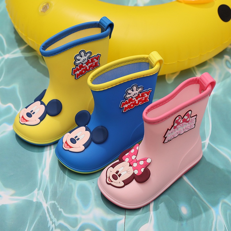 Ủng Đi Mưa Siêu Nhẹ Chống Trượt Hình Chuột Mickey Minnie Đáng Yêu Cho Bé