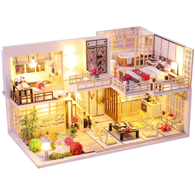 Mô hình nhà gỗ DIY Nhà búp bê Tự làm bằng gỗ Japanese Style Apartment