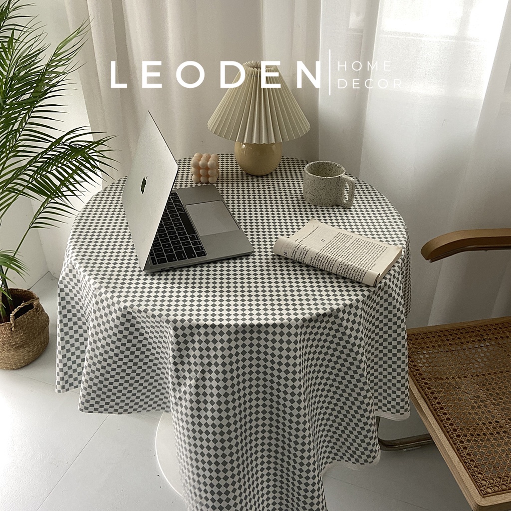 Khăn trải bàn vải phi nhung mịn caro nhỏ đủ màu phong cách Hàn Quốc trang trí bàn học, thảm picnic vải caro decor đẹp