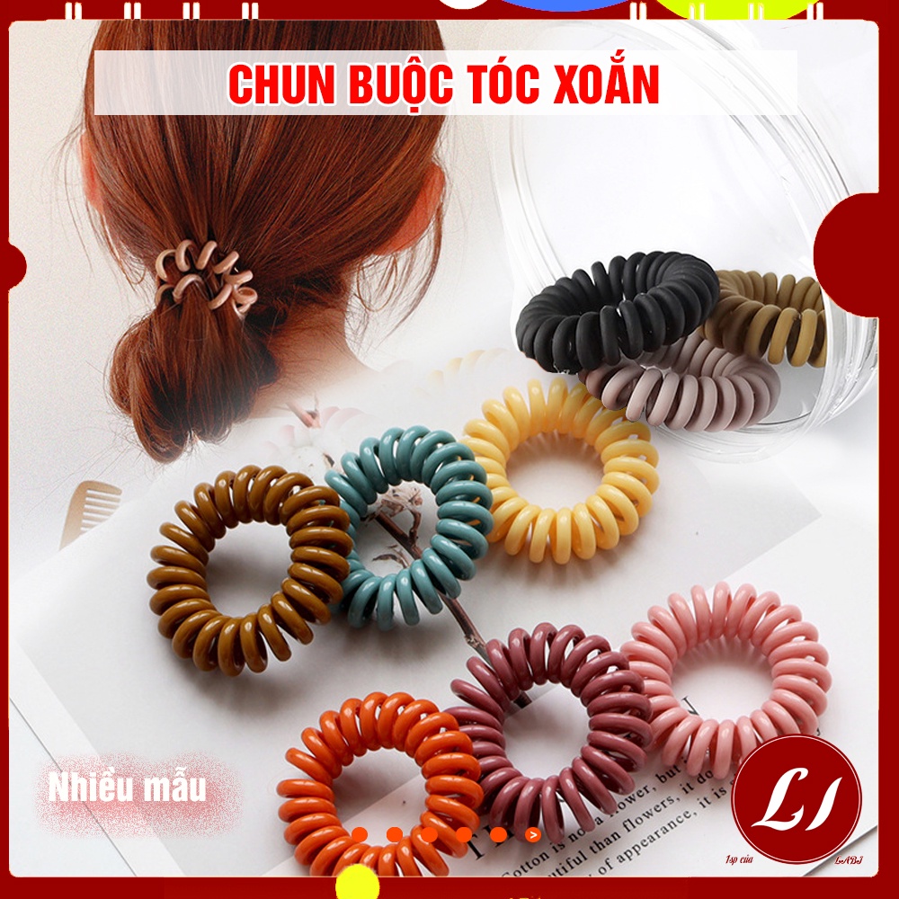 Set 3 BUỘC TÓC XOẮN lò xo tiện lợi - Nhiều màu/ chun buộc tóc nhựa