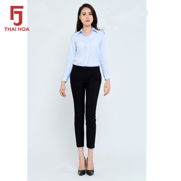 Quần tây nữ 9 tấc Thái Hòa vải dày, không giãn - Màu đen - 2-79-17