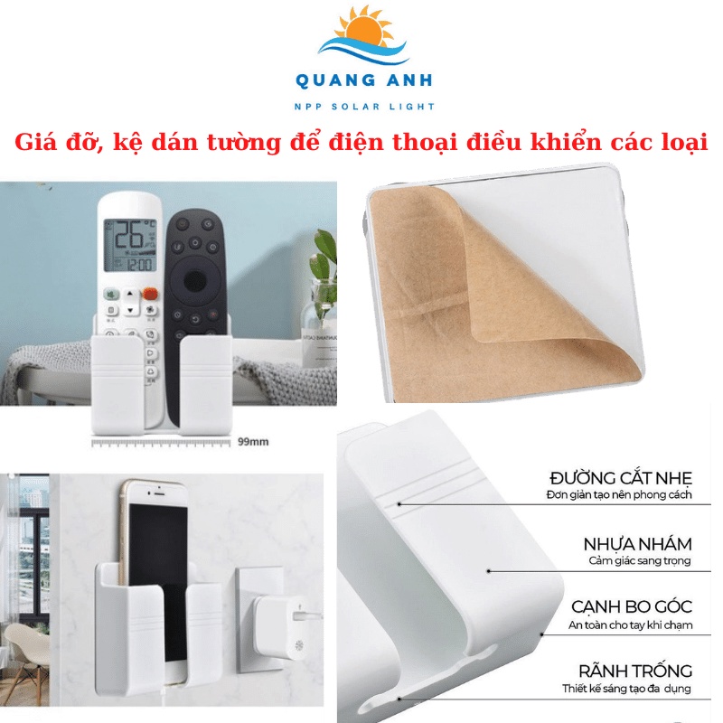 Kệ Đỡ Dán Tường Để Remote,,điện thoại, điều khiển, đa năng, Đồ Dùng- Giá Đỡ Sạc Điện Thoại