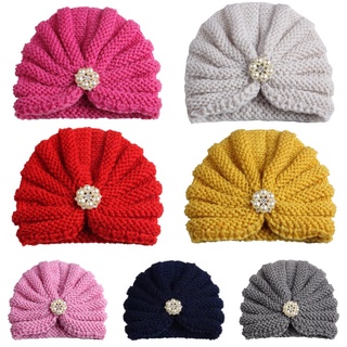 Mũ turban len thắt nút cho bé gái