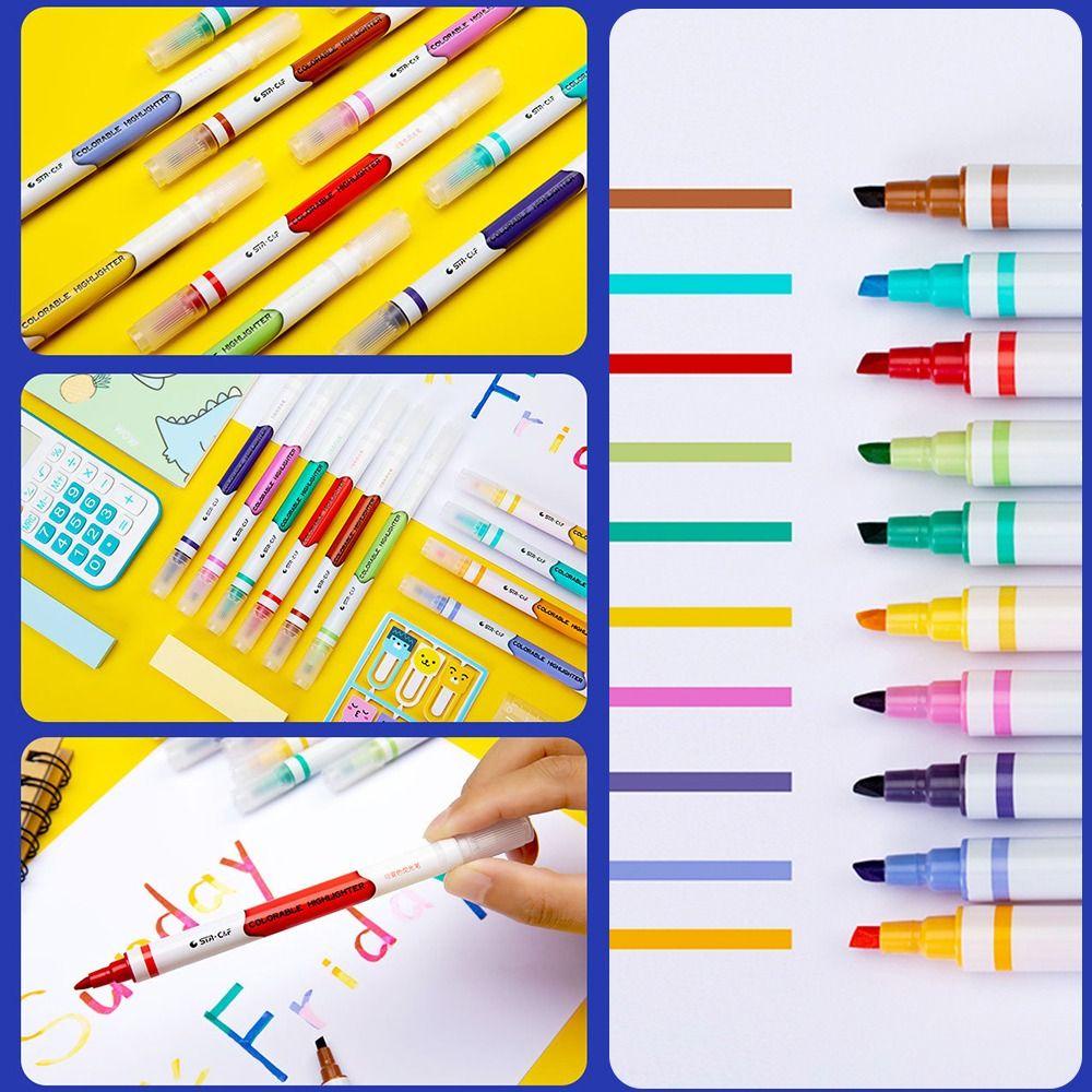 PISTA Set 10 Bút Dạ Quang Thay Đổi Màu Sắc Chất Lượng Cao