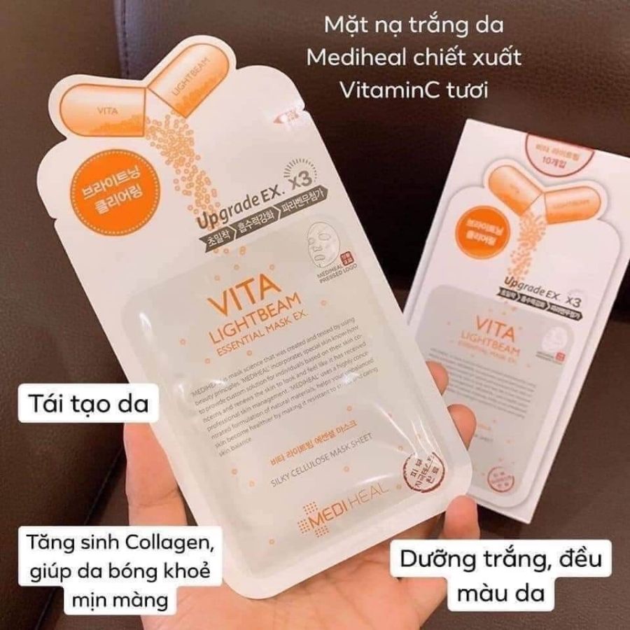 Mặt Nạ Dưỡng Trắng Và Đều Màu Da Mediheal Vita Lightbeam Essential Mask 25ml ( 1 miếng) | BigBuy360 - bigbuy360.vn