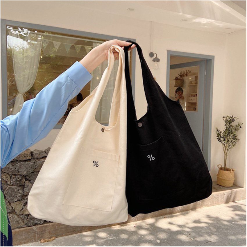 Túi vải tote canvas cỡ lớn túi vải đeo vai đi học đi chơi phong cách trẻ trung năng động-Hazi thời trang Unisex