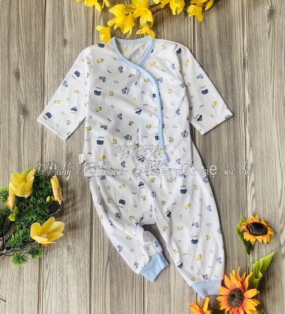 Bộ sơ sinh cotton quần đáp đũng cho bé