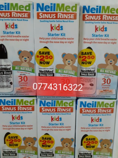 Bình rửa mũi neilmed trẻ em kèm 60 muối mẫu mới (có tách bán lẻ)
