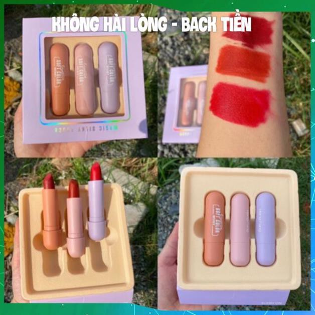 [HÀNG CHÍNH HÃNG] SET 3 Son Sáp Vỏ Tím Pastel Tình Nhân HENGFANG KING DC Lên Màu Chuẩn Bám Lâu Siêu Mới Lạ HOT