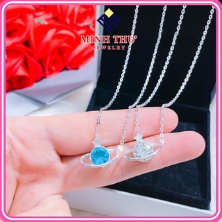 Dây Chuyền Nữ Bạc 925 Đính Đá Lớn Dây Liền Mặt Mô Phỏng Trái Đất Siêu Hót MINH THƯ JEWELRY MTD8090