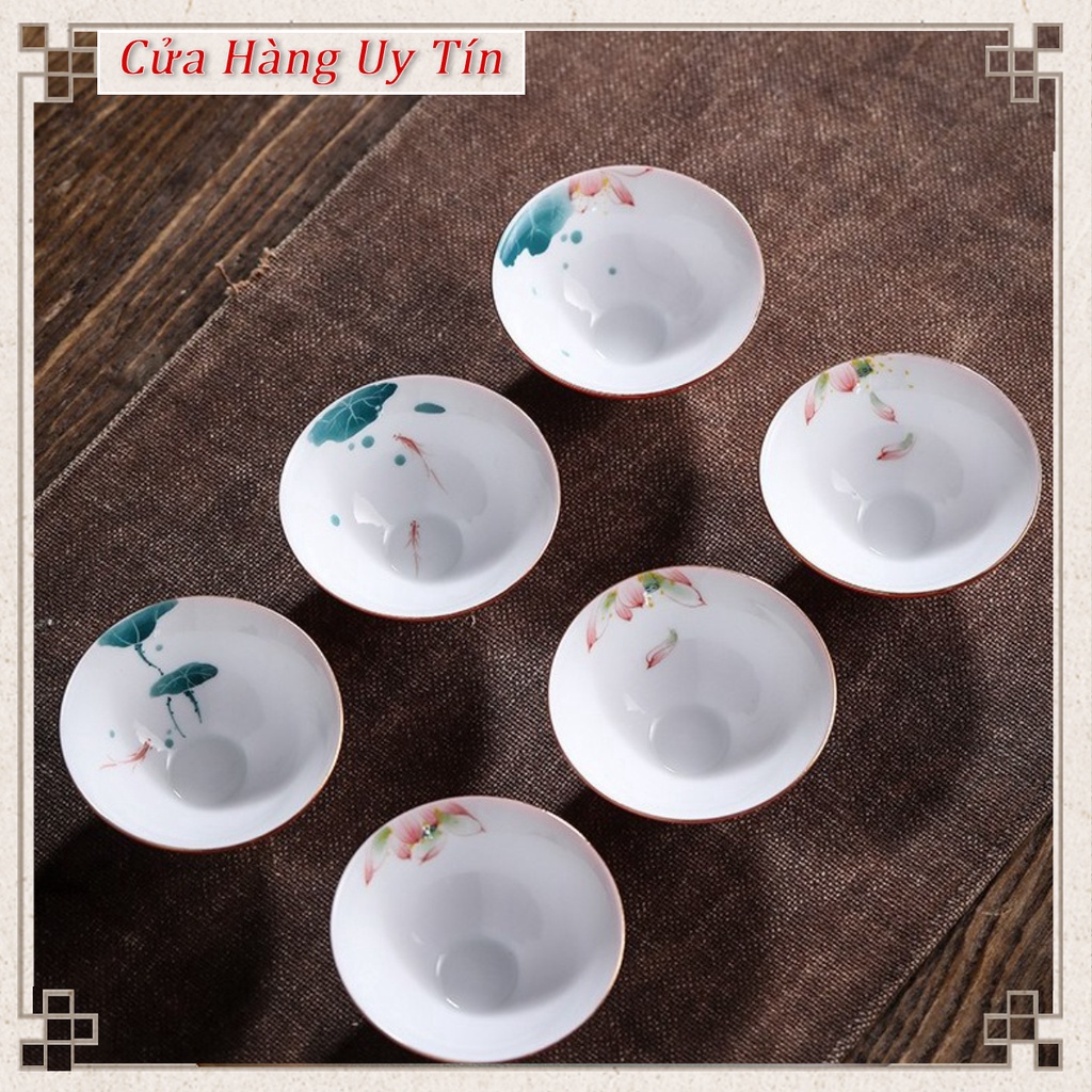 Bộ trà Chén nón sứ cảnh đức vẽ tay