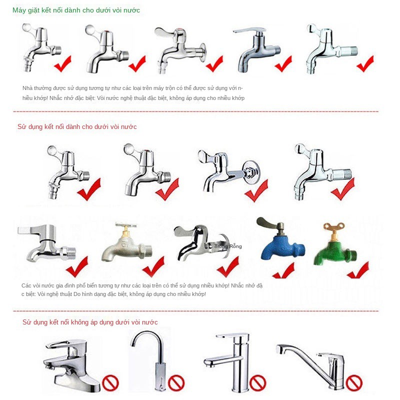 Vòi xịt nước tưới cây Nối ba cấp, Đầu vòi nhựa rửa xe Phun tia Phun sương đa năng lắp ống