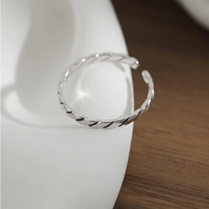 Nhẫn bạc nhẫn nữ đính đá đơn giản unisex phong cách retro CHILLEE