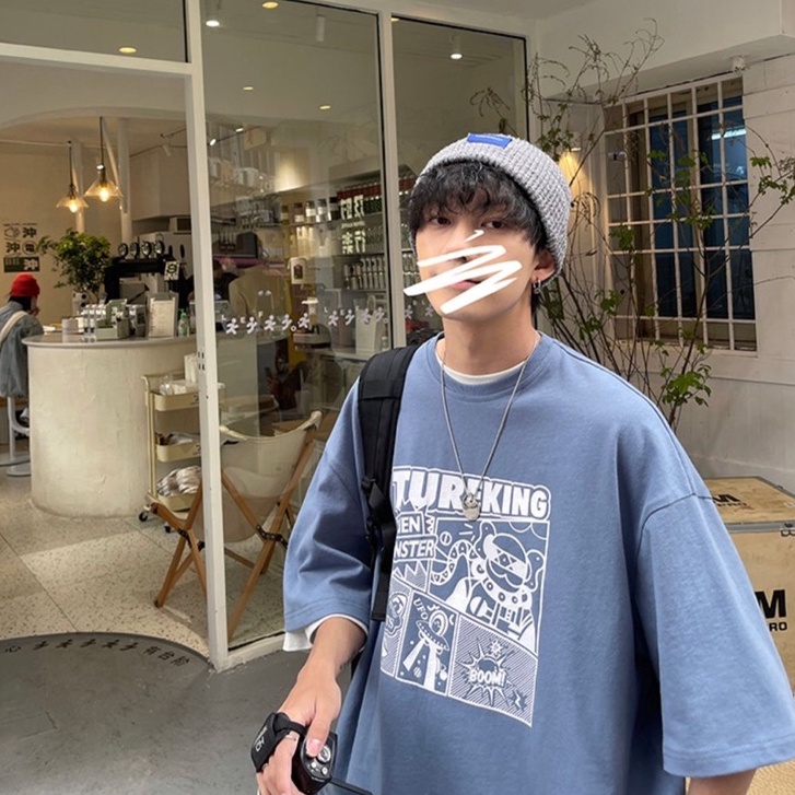 Áo thun Unisex form rộng tay lỡ, Áo phông nam nữ cotton thấm hút, dày dặn mềm mịn họa tiết TUREKING