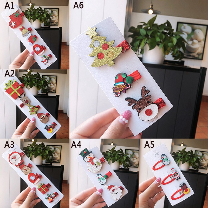 Bộ 5 Kẹp Tóc Phong Cách Giáng Sinh Đáng Yêu Cho Bé Gái