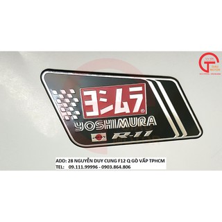 MIẾNG TEM CHỮ YOSHIMURA BẰNG NHÔM DÁN PÔ. PHUỘC CÀNG XE MÁY .TẶNG KÈM MIẾNG TEM DECAL DÁN XE.