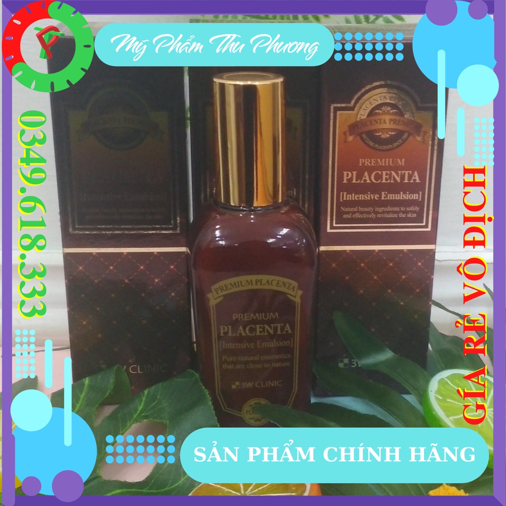 SỮA DƯỠNG CHỐNG LÃO HÓA LÀM TRẮNG DA TINH CHẤT NHAU THAI CỪU MỸ PHẨM CHÍNH HÃNG 3W CLINIC PREMIUM PLACENTA AGE EMULSION
