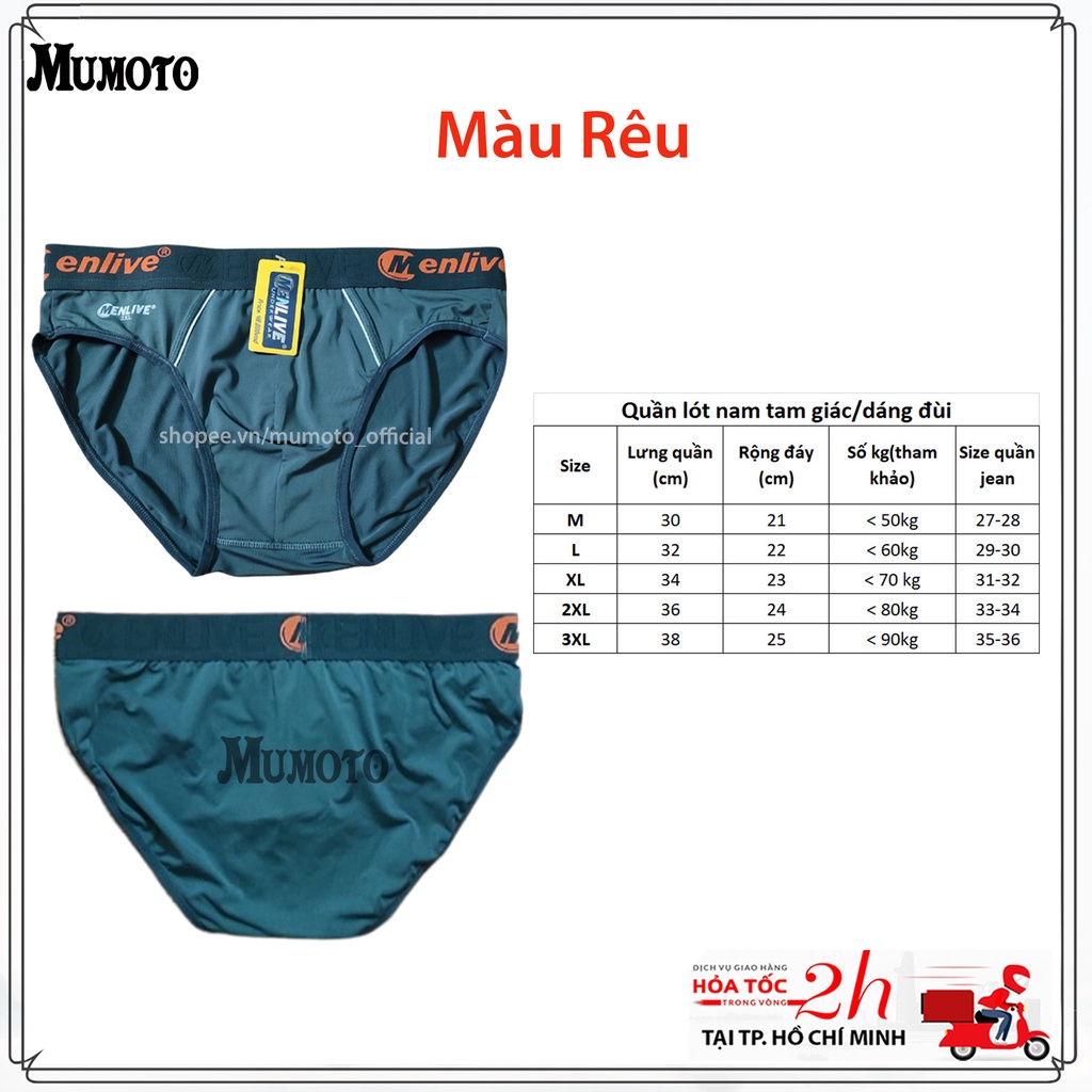Quấn lót nam thun lạnh tam giác Menlive mềm mát không nhăn lưng to lên đến 90kg - MUMOTO