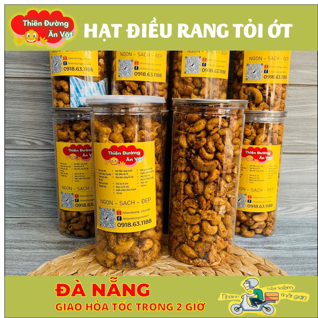 Hạt điều rang tỏi ớt 500G - Hàng loại 1 - Đồ ăn vặt