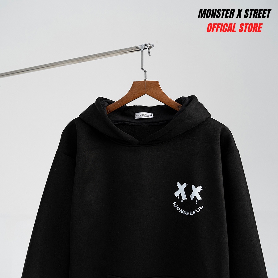 Áo hoodie nỉ bông Monster X Street XX Wonder nam nữ form rộng thu đông Local Brand