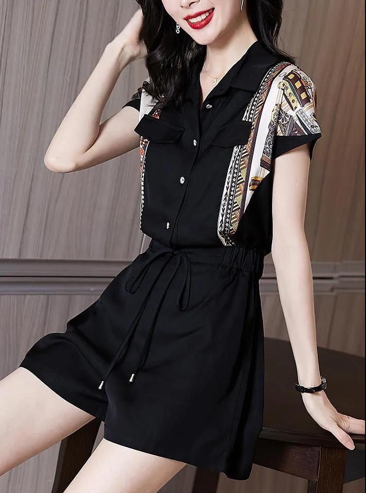 Jumpsuit Ngắn Ống Rộng Lưng Cao Thời Trang Nữ 2021