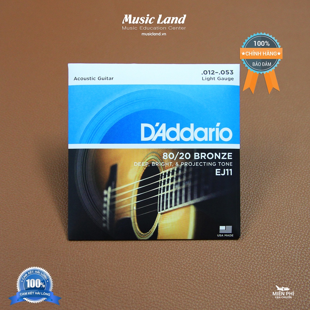 Dây Đàn Guitar Acoustic D'Addario EJ11 – Chính Hãng