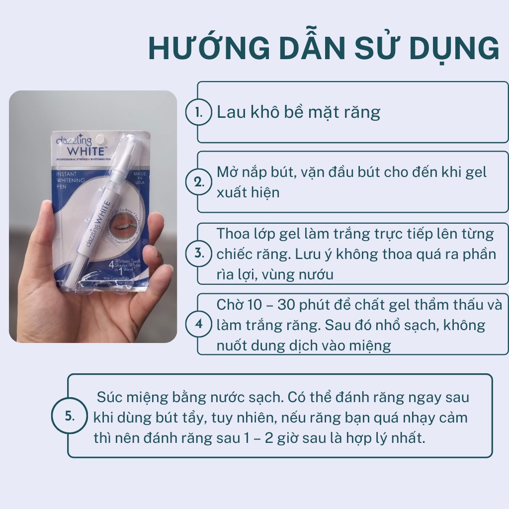 Bút tẩy trắng răng Dazzling White CHÍNH HÃNG tẩy trắng răng nhanh, không gây ê buốt an toàn cho sức khỏe