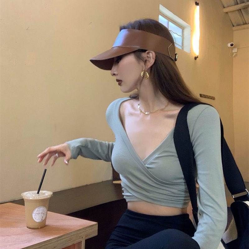 Áo Kiểu Tay Dài Cổ Chữ V Khoét Sâu Phong Cách Quyến Rũ