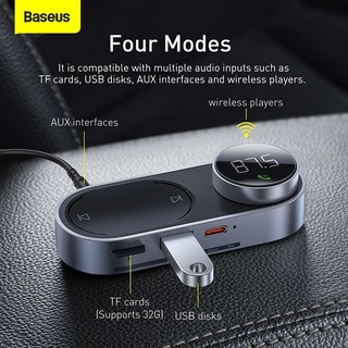 Bộ thu phát Bluetooth xe hơi Baseus Type 7 AUX (Car AUX 3.5mm BT Receiver/ Adapter) và Baseus Solar Car Wireless MP3