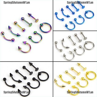 Set 8 Khuyên Xỏ Mũi Bằng Thép Không Gỉ 16g