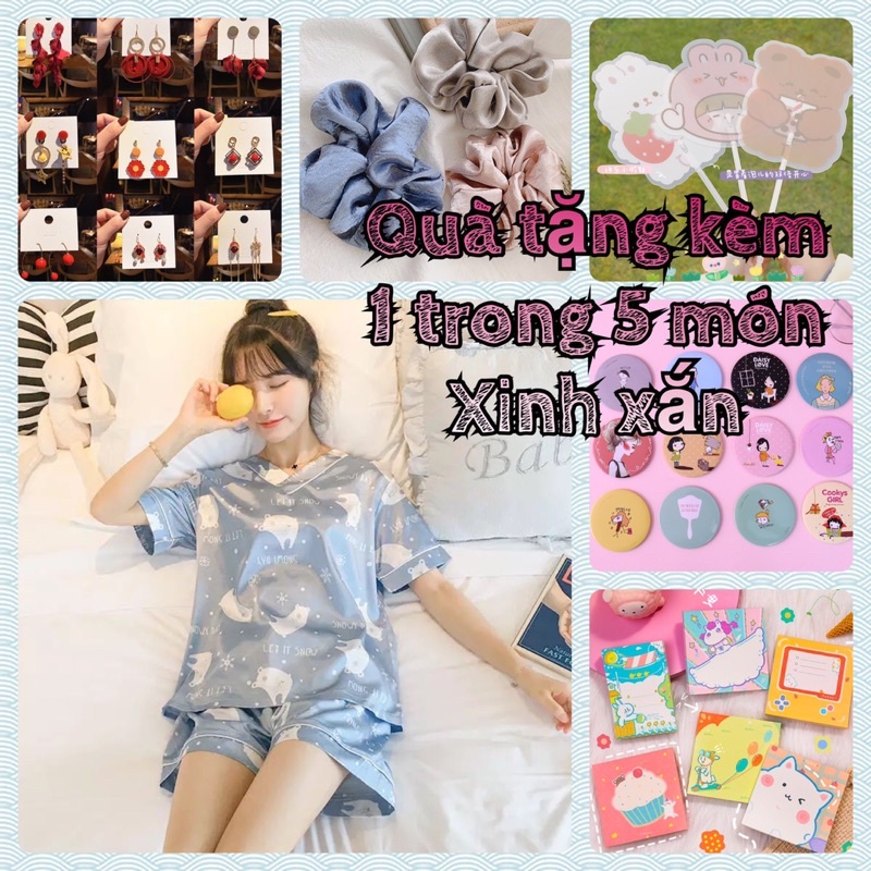 1️⃣ ✅ [QUÀ TẶNG] [Hình thật] [Bigsize 3XL-5XL] [SIÊU RẺ] Bộ đồ ngủ/ mặc nhà/ pyjama lụa đùi cổ tim