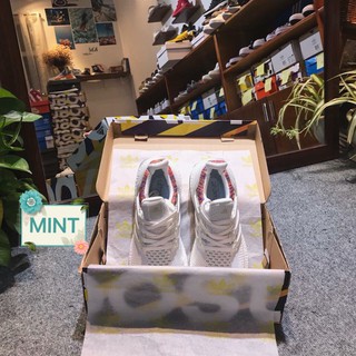 ( Video cận cảnh ) Giày Sneaker Ultra Boost Trắng Thổ cẩm