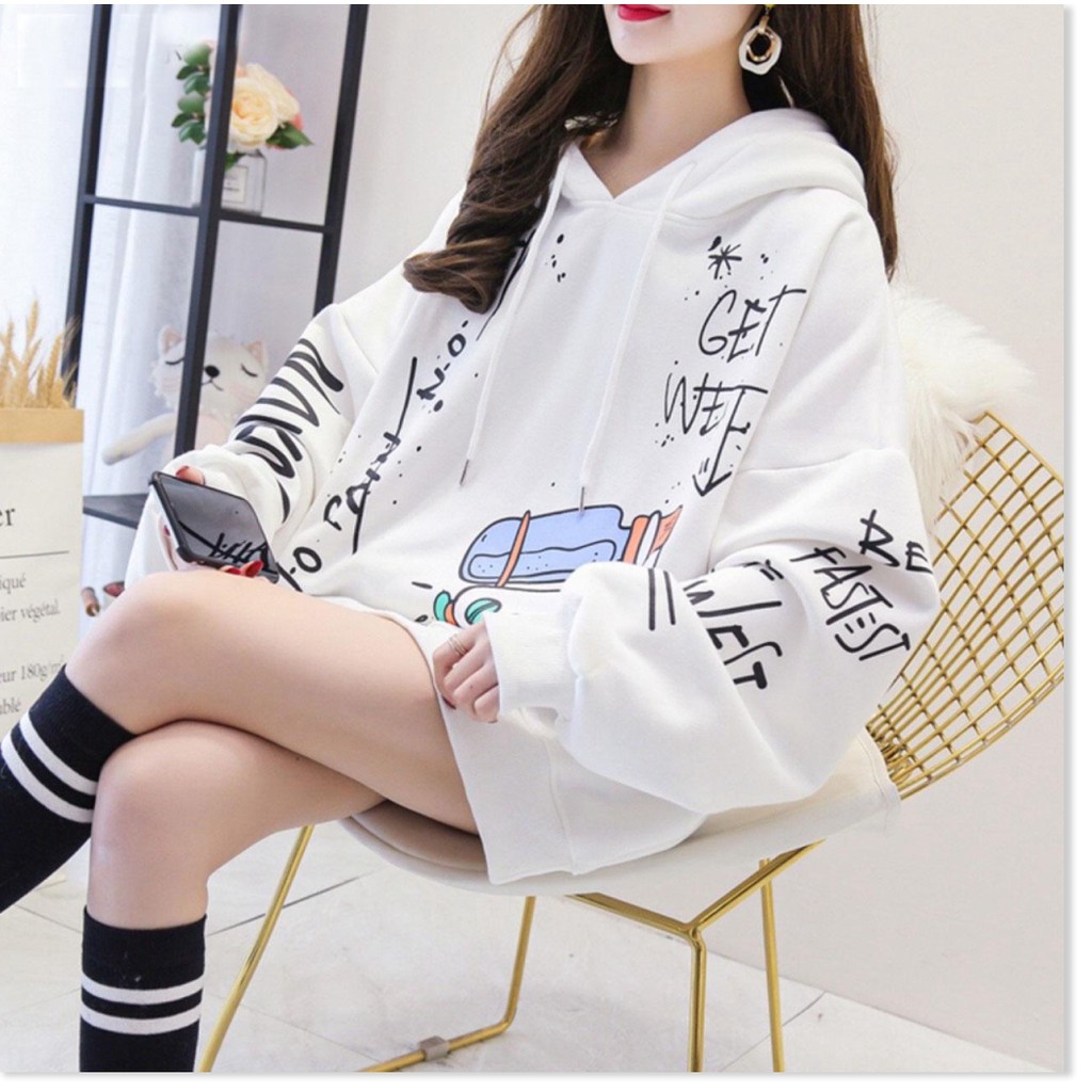 [FREESHIP TOÀN QUỐC] ÁO KHOÁC HOODIE NỮ CHUI ĐẦU CHỮ KÍ CÓ NÓN PHỐI HÌNH SIÊU XINH CHẤT THUN NỈ MỀM MỊN CỰC HOT