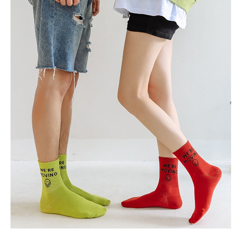Vớ cotton chơi tennis leo núi thể thao nhiều màu in mặt cười xinh xắn cho unisex