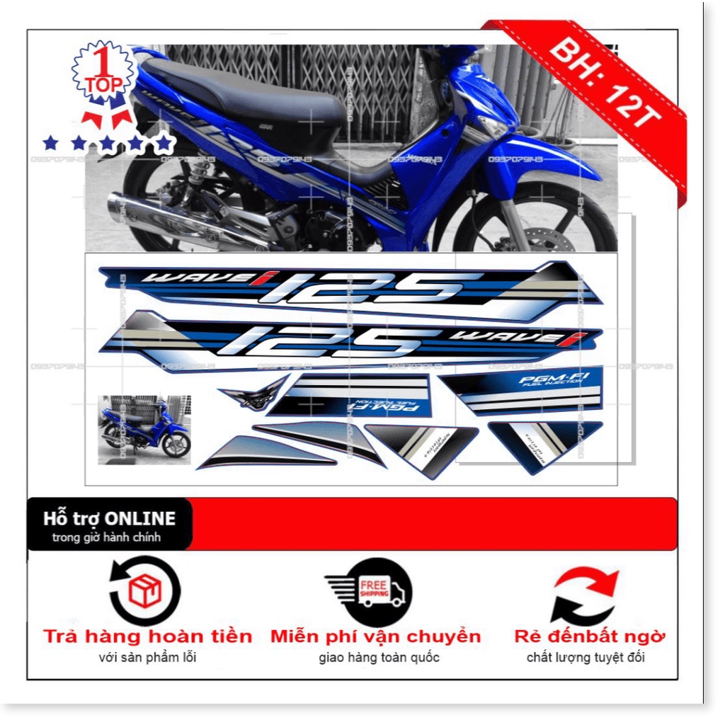 ( Quí khách vui lòng mang ra tiệm cho thợ dán )wave i 125 dán xe xanh