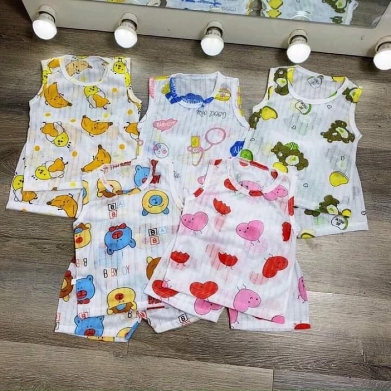 combo 10 bộ ba lỗ cotton giấy cho bé