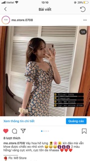 Váy hoa hở lưng buộc nơ eo