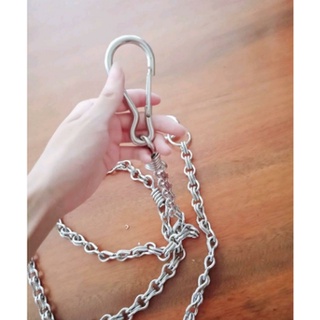 Combo dây xích chó mèo inox+vòng cổ chó mèo (Size 1,4m) dùng cho chó, mèo <5kg- xích inox + vòng cổ vải dù