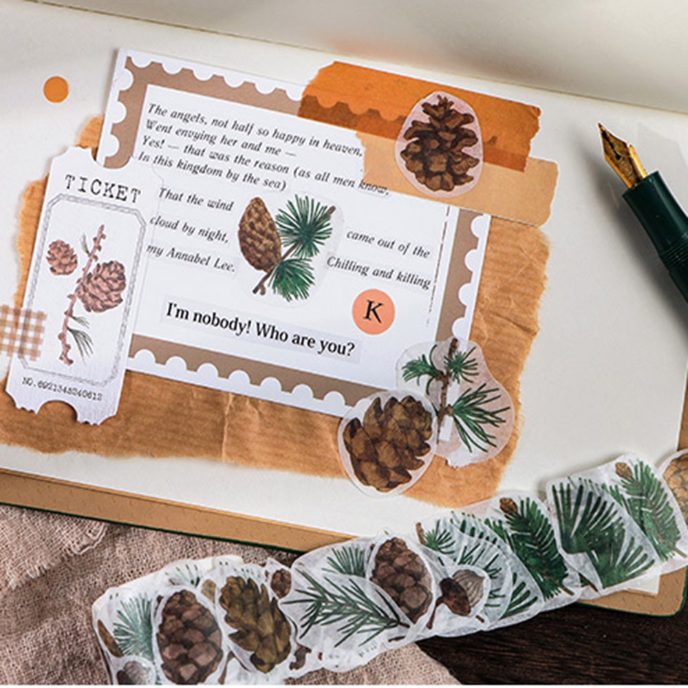 Cuộn 100 Miếng Dán Trang Trí Sổ Lưu Niệm Hình Hoa/Bướm/Bướm DIY